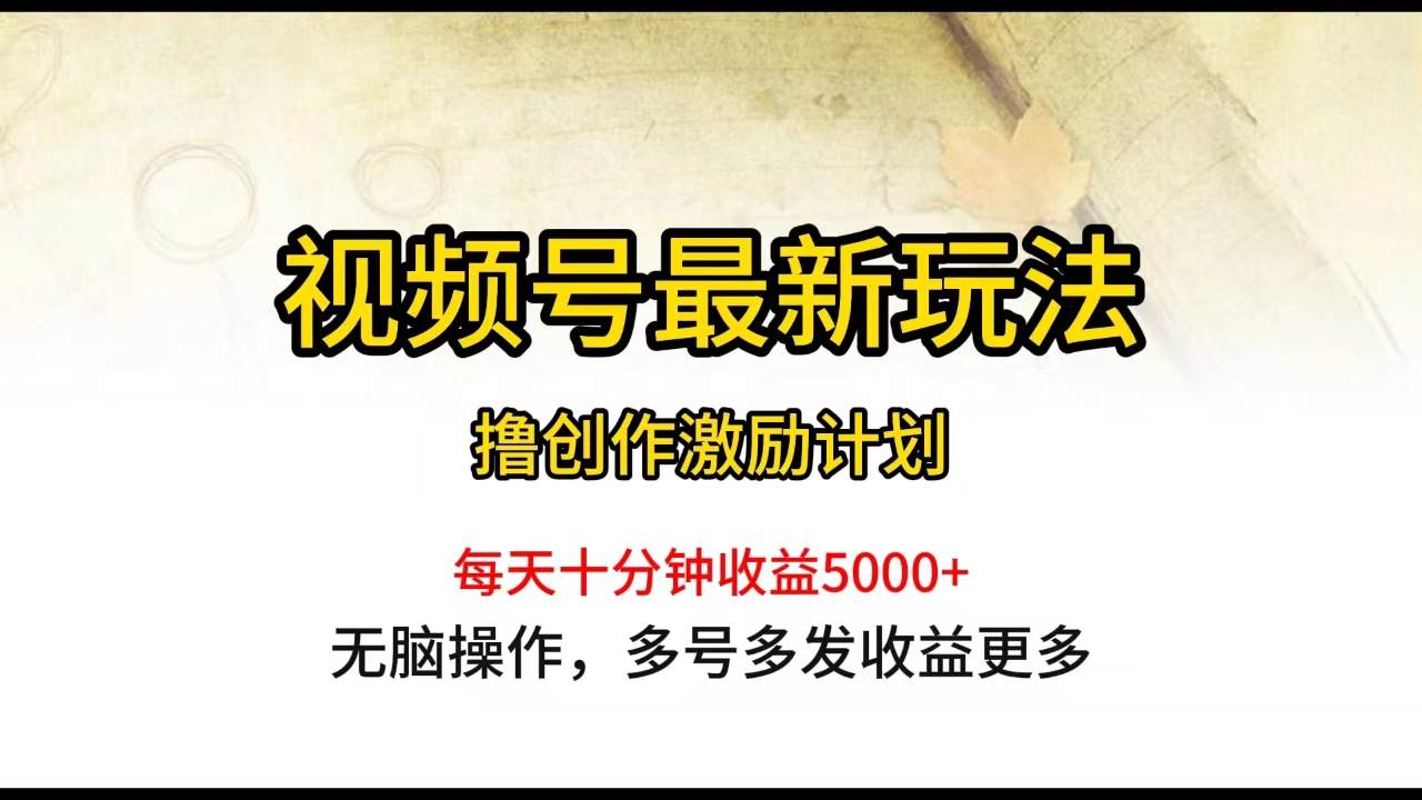 视频号最新玩法，每日一小时月入5000+-云商网创