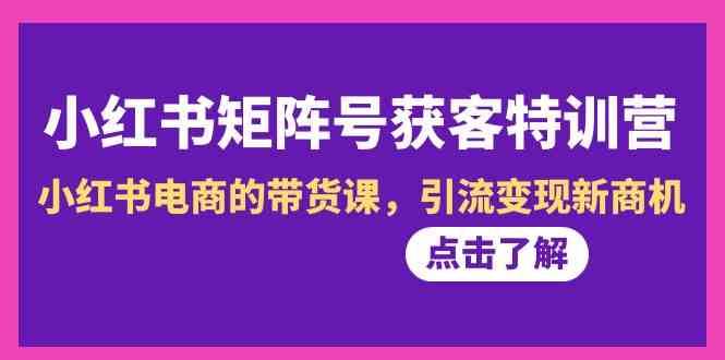 小红书矩阵号获客特训营-第10期，小红书电商的带货课，引流变现新商机-云商网创