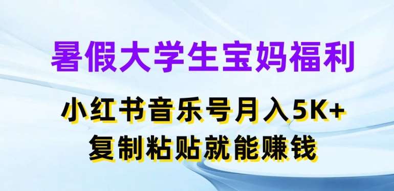 暑假大学生宝妈福利，小红书音乐号月入5000+，复制粘贴就能赚钱【揭秘】-云商网创