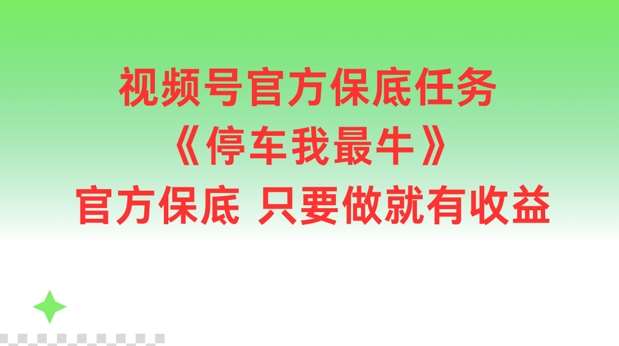 视频号官方保底任务，停车我最牛，官方保底只要做就有收益【揭秘】-云商网创