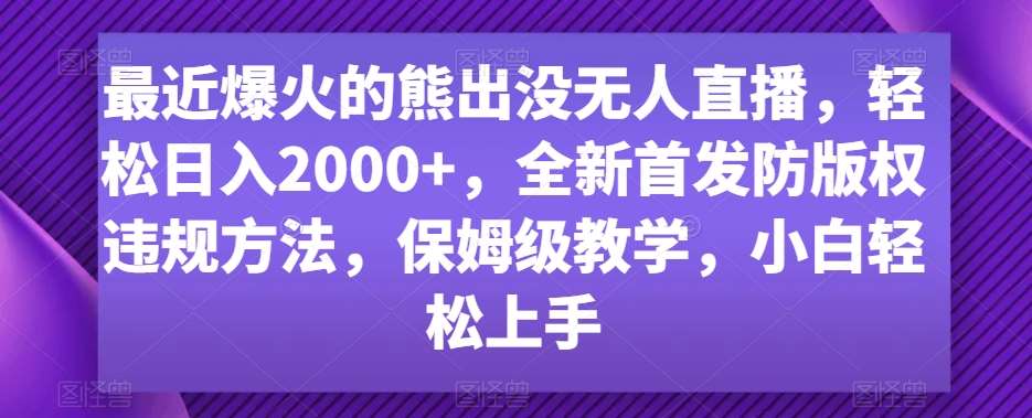 最近爆火的熊出没无人直播，轻松日入2000+，全新首发防版权违规方法【揭秘】-云商网创