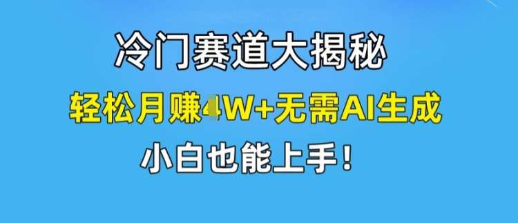 冷门赛道大揭秘，轻松月赚1W+无需AI生成，小白也能上手【揭秘】-云商网创