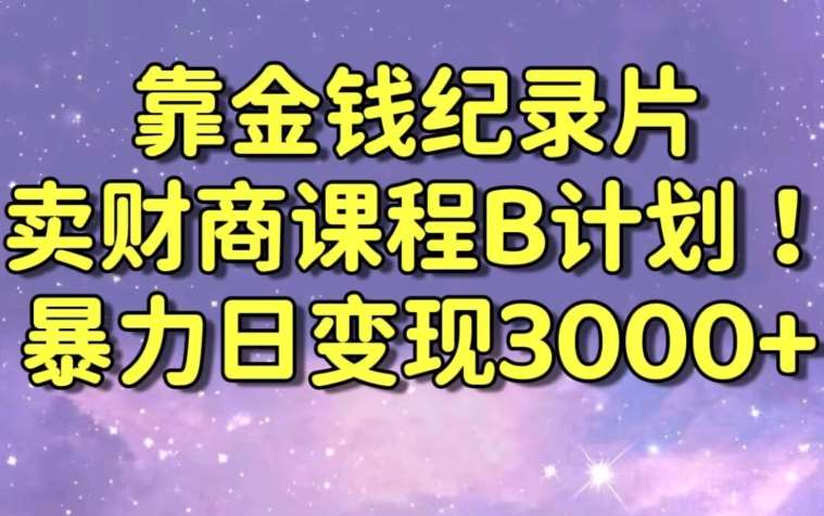 财经纪录片联合财商课程的变现策略，暴力日变现3000+，喂饭级别教学【揭秘】-云商网创