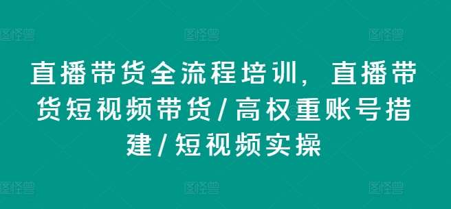 直播带货全流程培训，直播带货短视频带货/高权重账号措建/短视频实操-云商网创