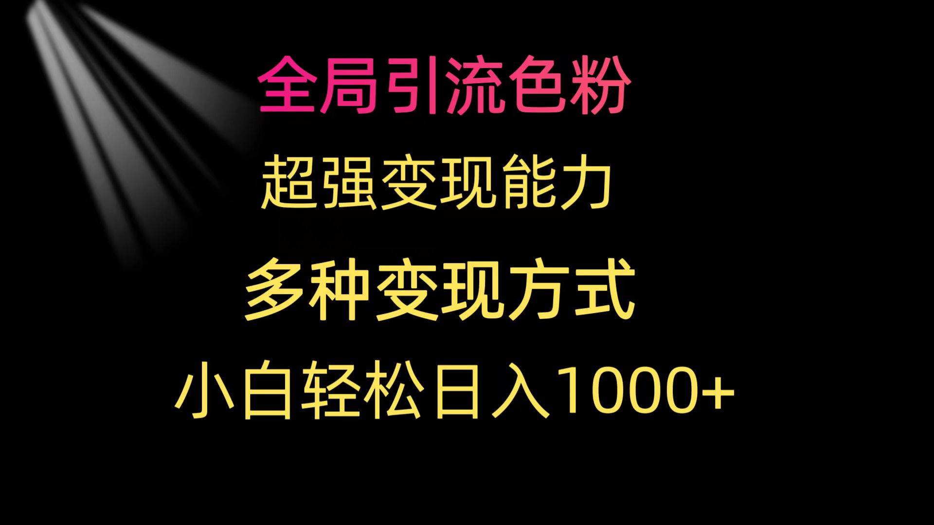 全局引流色粉 超强变现能力 多种变现方式 小白轻松日入1000+-云商网创