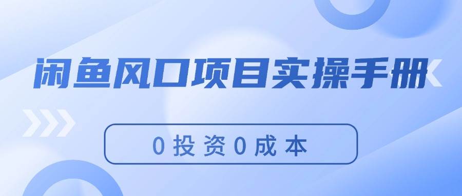 闲鱼风口项目实操手册，0投资0成本，让你做到，月入过万，新手可做-云商网创