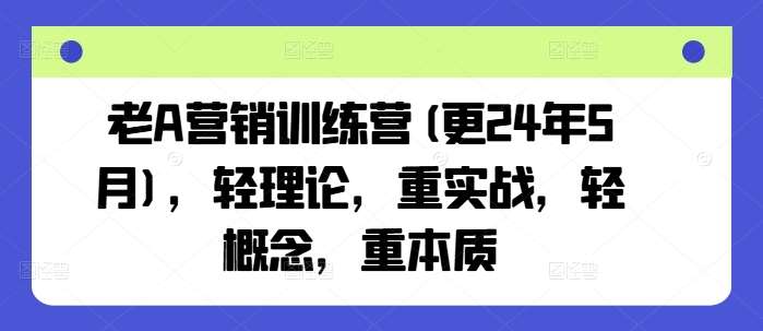 老A营销训练营(更24年7月)，轻理论，重实战，轻概念，重本质-云商网创