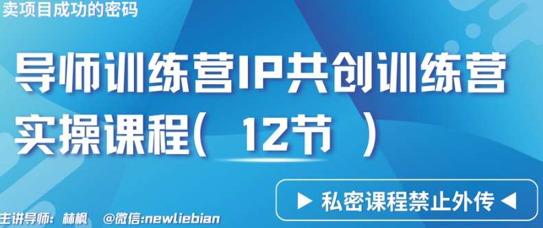 导师训练营3.0IP共创训练营私密实操课程（12节）-卖项目的密码成功秘诀【揭秘】-云商网创