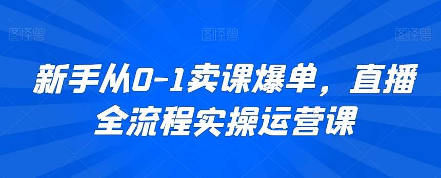 新手从0-1卖课爆单，直播全流程实操运营课-云商网创