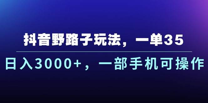 （10909期）抖音野路子玩法，一单35.日入3000+，一部手机可操作-云商网创