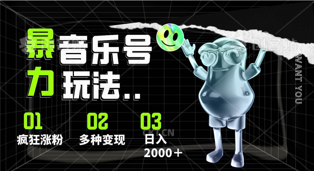 音乐号暴力玩法，疯狂涨粉，多种变现，日入2000＋-云商网创