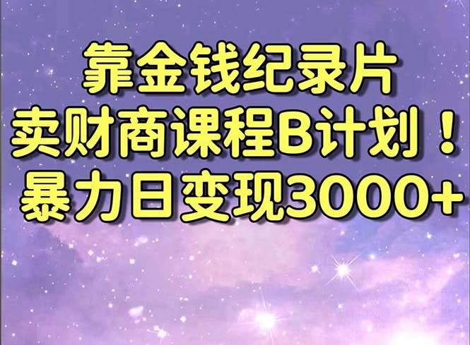 （8944期）靠金钱纪录片卖财商课程B计划！暴力日变现3000+，喂饭式干货教程！-云商网创