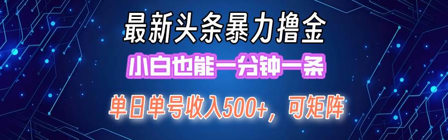 （12380期）最新暴力头条掘金日入500+，矩阵操作日入2000+ ，小白也能轻松上手！-云商网创