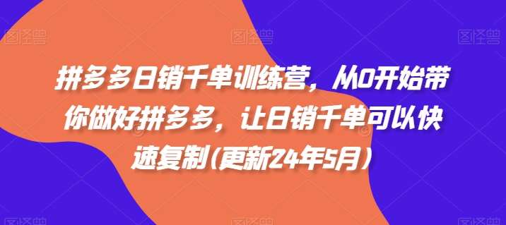 拼多多日销千单训练营，从0开始带你做好拼多多，让日销千单可以快速复制(更新24年8月)-云商网创