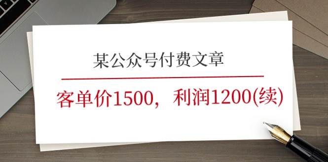 某公众号付费文章《客单价1500，利润1200(续)》市场几乎可以说是空白的-云商网创