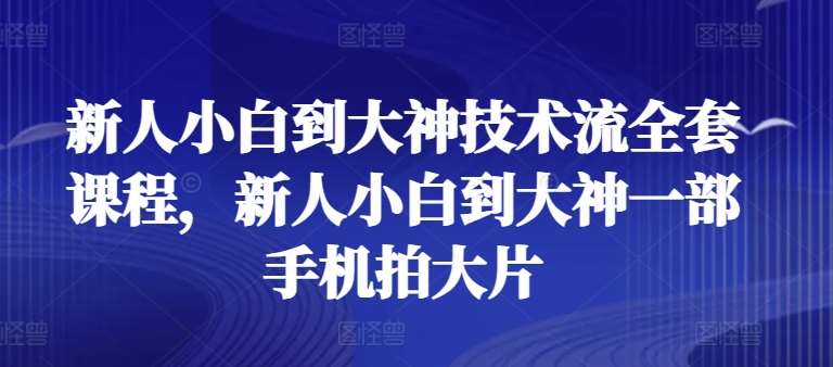 新人小白到大神技术流全套课程，新人小白到大神一部手机拍大片-云商网创