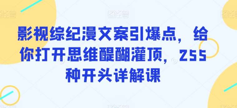 影视综纪漫文案引爆点，给你打开思维醍醐灌顶，255种开头详解课-云商网创