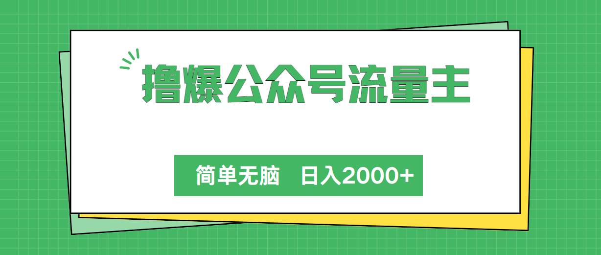 撸爆公众号流量主，简单无脑，单日变现2000+-云商网创