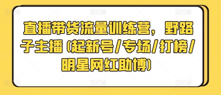 直播带货流量训练营，野路子主播(起新号/专场/打榜/明星网红助博)-云商网创