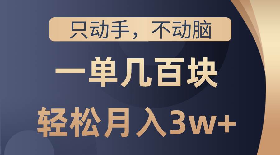 只动手不动脑，一单几百块，轻松月入3w+，看完就能直接操作，详细教程-云商网创