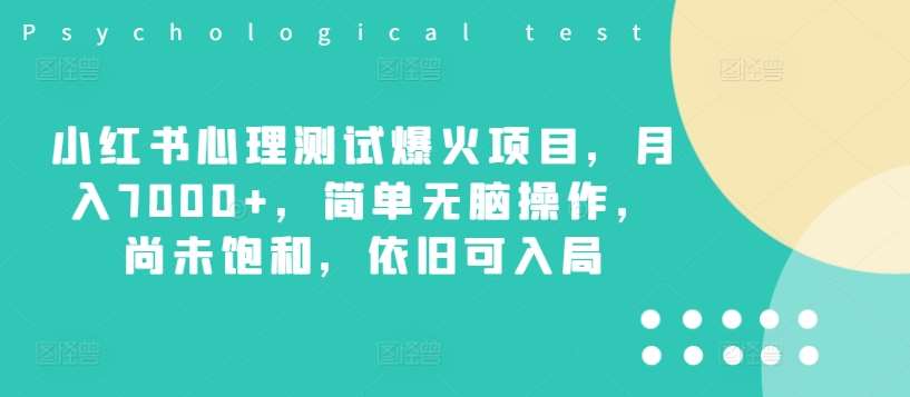 小红书心理测试爆火项目，月入7000+，简单无脑操作，尚未饱和，依旧可入局-云商网创