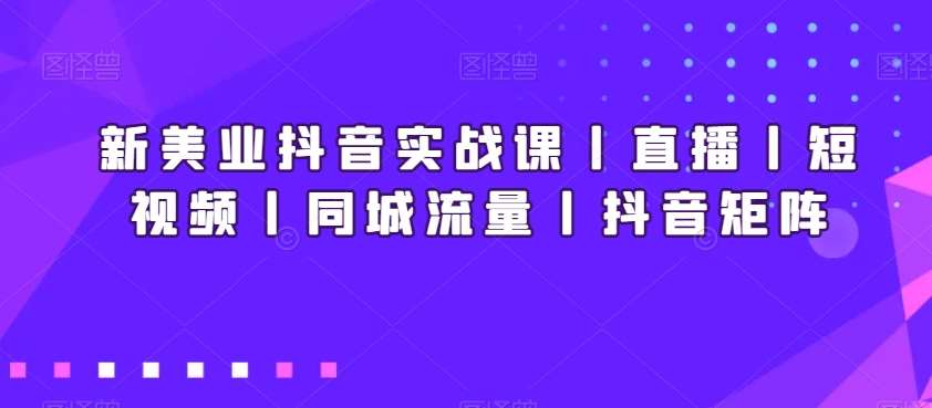 新美业抖音实战课丨直播丨短视频丨同城流量丨抖音矩阵-云商网创