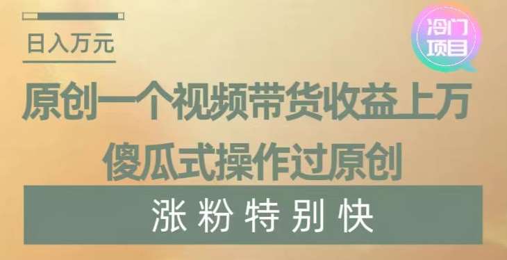 原创一个视频带货收益上万，傻瓜式操作过原创，几分钟做一个视频涨粉特别快【揭秘】-云商网创