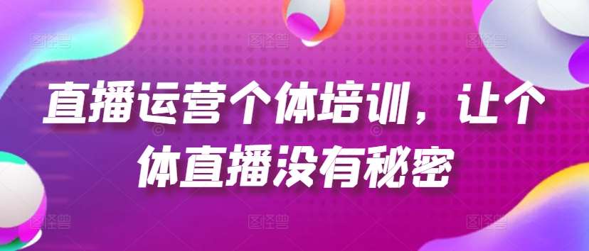 直播运营个体培训，让个体直播没有秘密，起号、货源、单品打爆、投流等玩法-云商网创