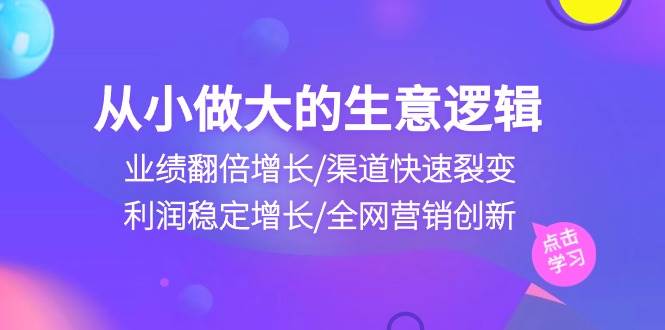 （10438期）从小做大生意逻辑：业绩翻倍增长/渠道快速裂变/利润稳定增长/全网营销创新-云商网创