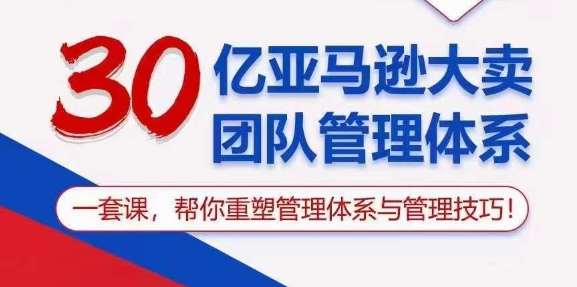 30亿亚马逊大卖团队管理体系，一套课，帮你重塑管理体系与管理技巧-云商网创