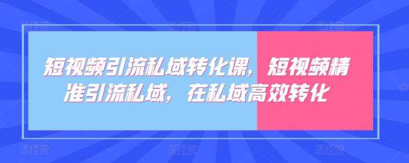 短视频引流私域转化课，短视频精准引流私域，在私域高效转化-云商网创