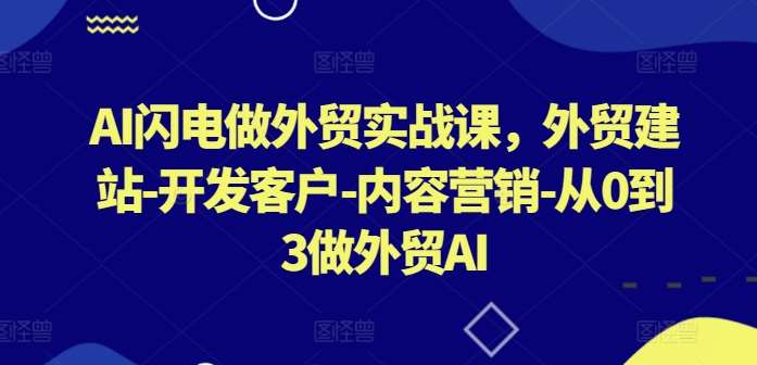 AI闪电做外贸实战课，​外贸建站-开发客户-内容营销-从0到3做外贸AI-云商网创