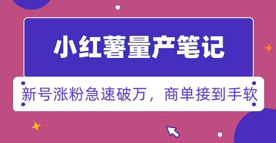 小红书量产笔记，一分种一条笔记，新号涨粉急速破万，新黑马赛道，商单接到手软【揭秘】-云商网创