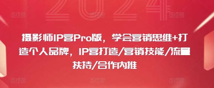 摄影师IP营Pro版，学会营销思维+打造个人品牌，IP营打造/营销技能/流量扶持/合作内推-云商网创