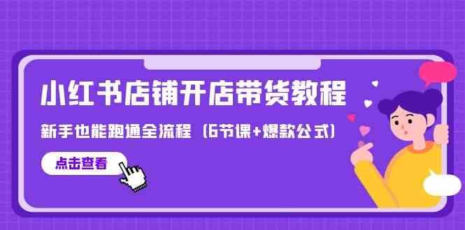 最新小红书店铺开店带货教程，新手也能跑通全流程（6节课+爆款公式）-云商网创