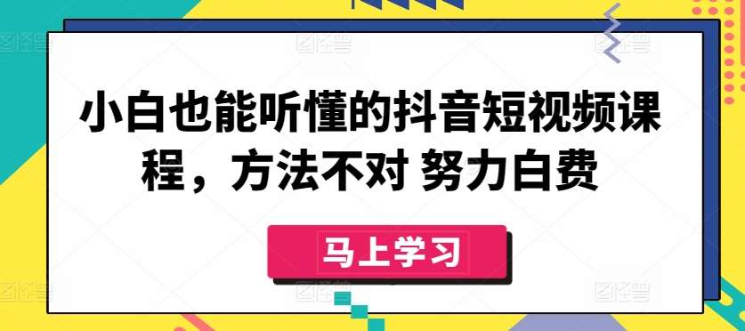 小白也能听懂的抖音短视频课程，方法不对 努力白费-云商网创