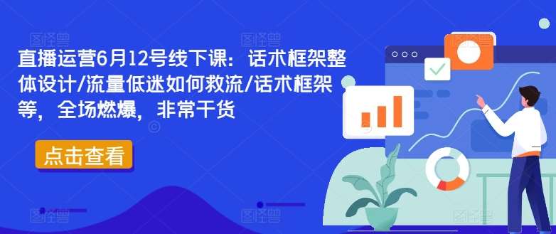 直播运营6月12号线下课：话术框架整体设计/流量低迷如何救流/话术框架等，全场燃爆，非常干货-云商网创