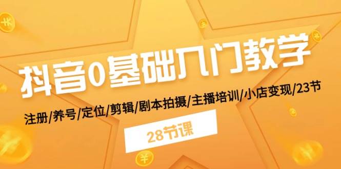 抖音0基础入门教学 注册/养号/定位/剪辑/剧本拍摄/主播培训/小店变现/28节-云商网创