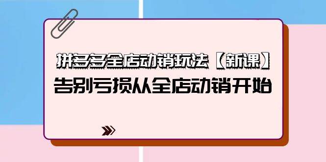 （9974期）拼多多全店动销玩法【新课】，告别亏损从全店动销开始（4节视频课）-云商网创