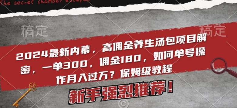 2024最新内幕，高佣金养生汤包项目解密，一单300，佣金180，如何单号操作月入过万？保姆级教程【揭秘】-云商网创