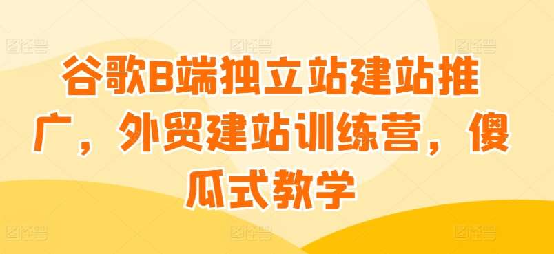 谷歌B端独立站建站推广，外贸建站训练营，傻瓜式教学-云商网创