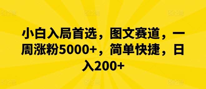 小白入局首选，图文赛道，一周涨粉5000+，简单快捷，日入200+-云商网创