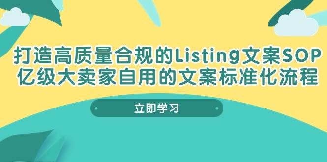 （10585期）打造高质量合规Listing文案SOP，亿级大卖家自用的文案标准化流程-云商网创