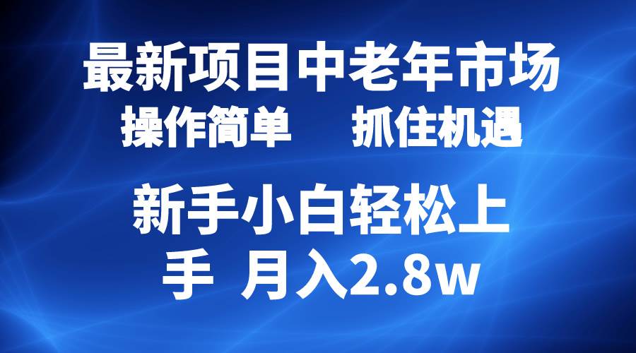 2024最新项目，中老年市场，起号简单，7条作品涨粉4000+，单月变现2.8w-云商网创