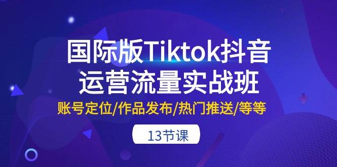 国际版Tiktok抖音运营流量实战班：账号定位/作品发布/热门推送/等等-13节-云商网创