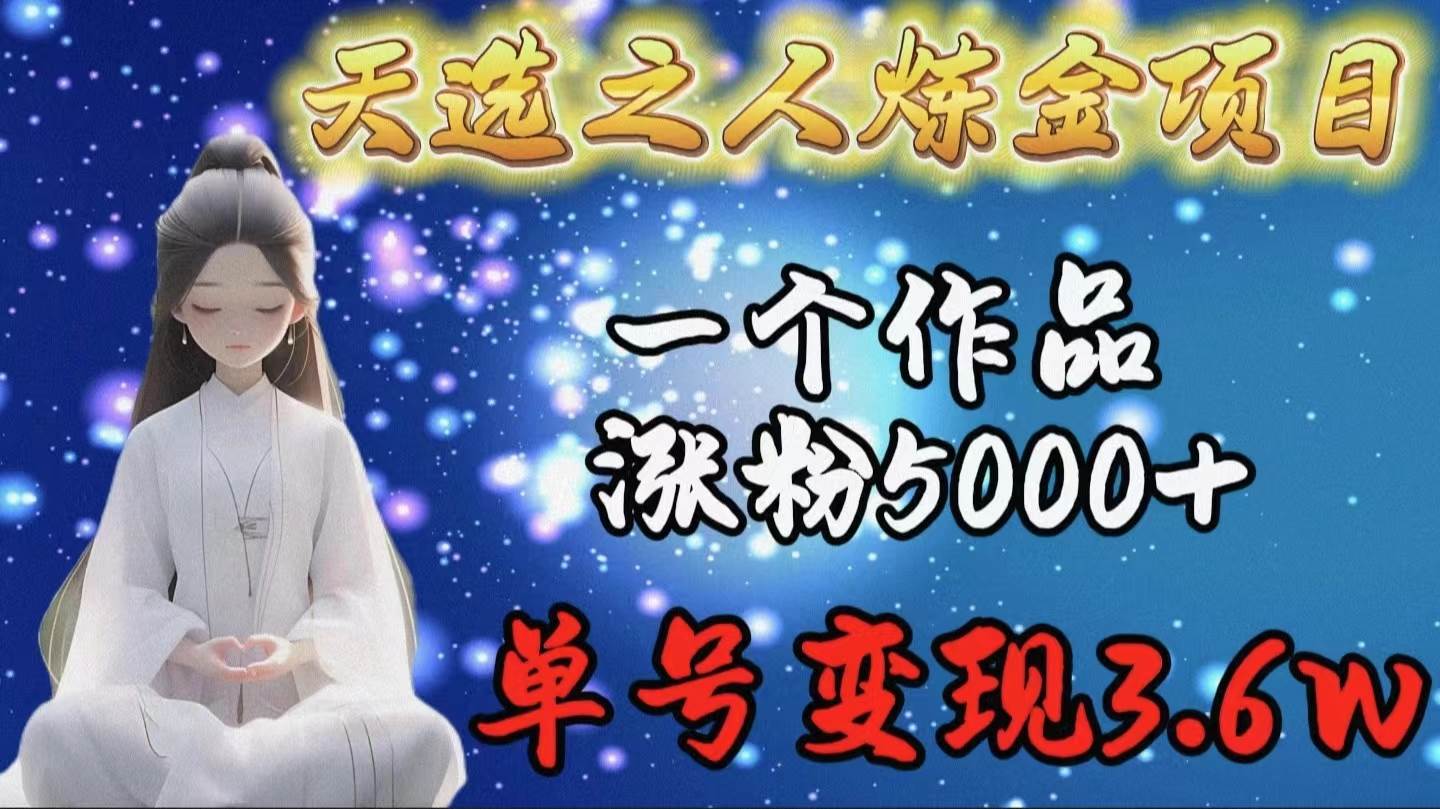 天选之人炼金项目，一个作品涨粉5000+，单号变现3.6w-云商网创