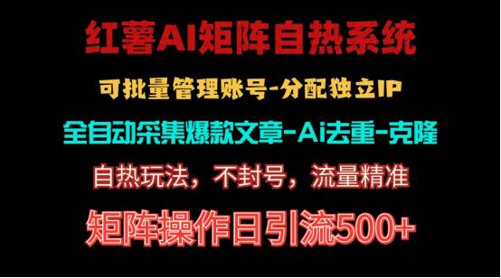 红薯矩阵自热系统，独家不死号引流玩法！矩阵操作日引流500+-云商网创