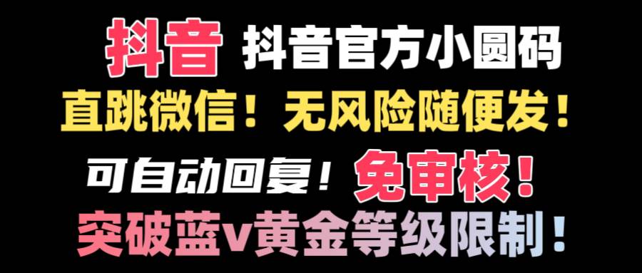 抖音二维码直跳微信技术！站内随便发不违规！！-云商网创