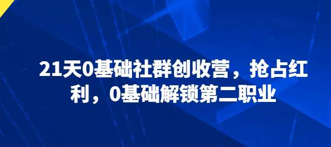 21天0基础社群创收营，抢占红利，0基础解锁第二职业-云商网创