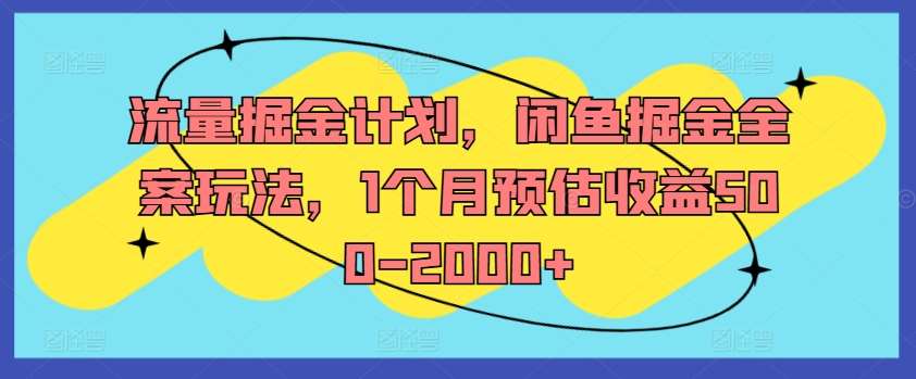 流量掘金计划，闲鱼掘金全案玩法，1个月预估收益500-2000+-云商网创